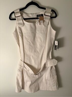 Bobby J Cream Cotton Utility Mini Dress - Size M